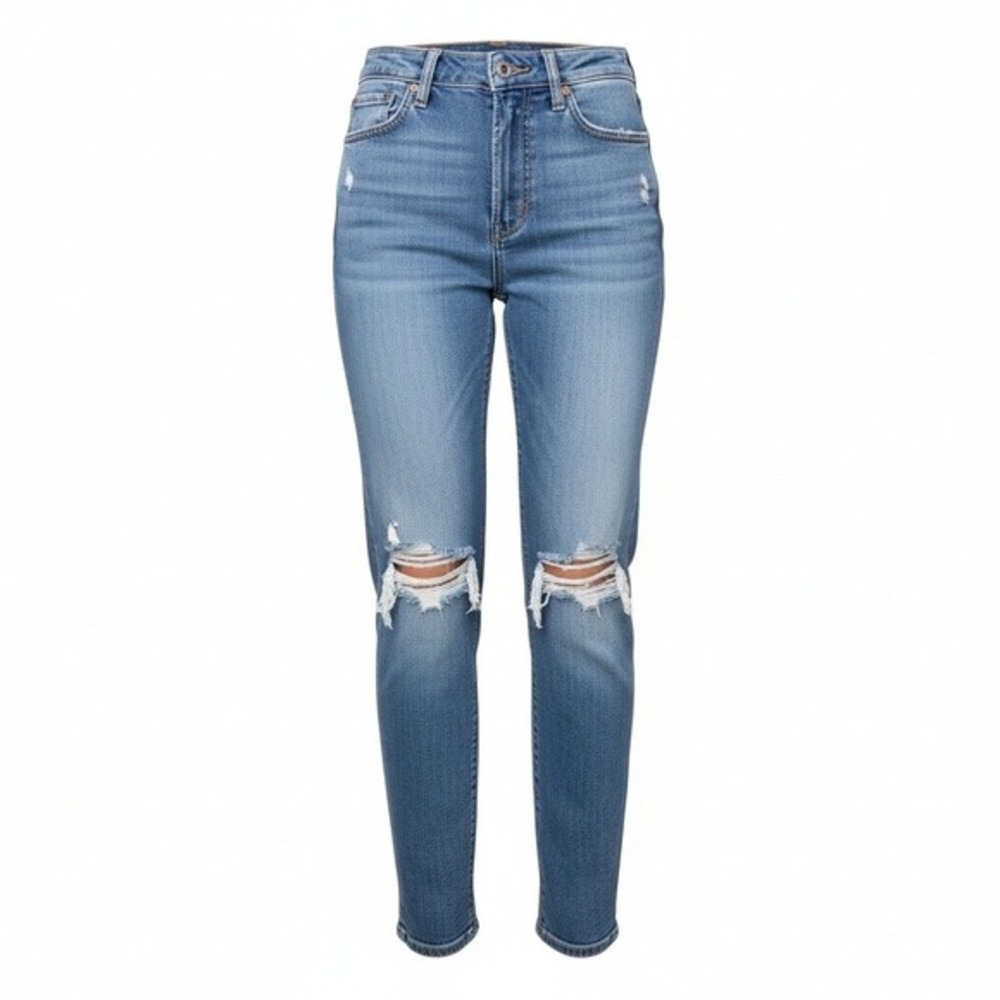 American Eagle Outfitters Mom Jean Ripped Light Wash Distressed Denim Size 00‎